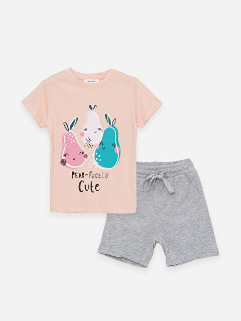 Güneş Kids Bisiklet Yaka Kız Çocuk Şortlu Pijama Takımı - S4O377Z4-DHT