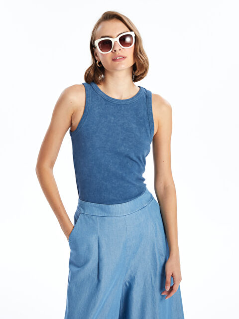 LCWAIKIKI Basic Kadın Bisiklet Yaka Düz Atlet