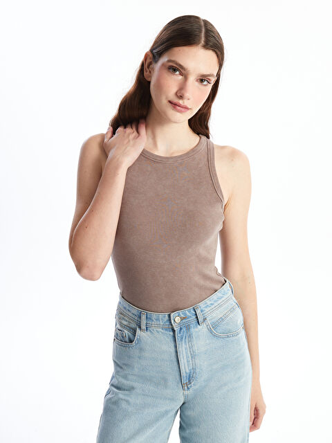 LCWAIKIKI Basic Kadın Bisiklet Yaka Düz Atlet - S4O460Z8-HJZ