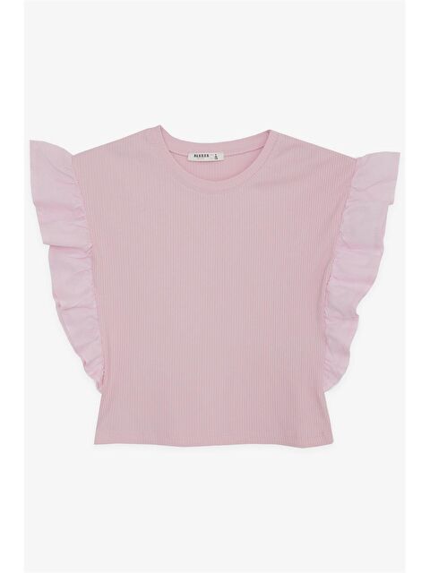 Breeze Bisiklet Yaka Fırfır Detaylı Kız Çocuk Tişört - S4O638Z4-FSX