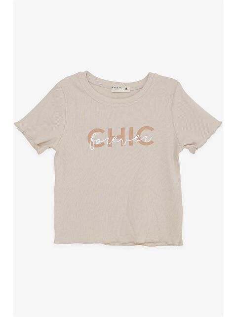 Breeze Bisiklet Yaka Baskılı Kız Çocuk Tişört - S4O639Z4-FRJ