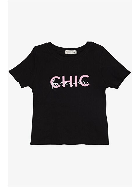 Breeze Bisiklet Yaka Baskılı Kız Çocuk Tişört - S4O639Z4-HEG