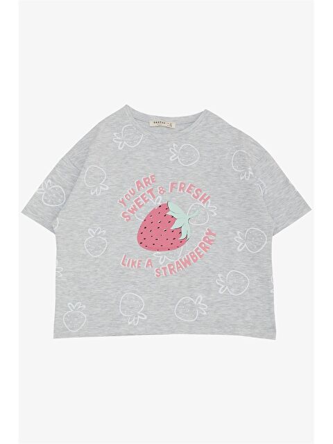 Breeze Bisiklet Yaka Baskılı Kız Çocuk Tişört - S4O652Z4-CY9