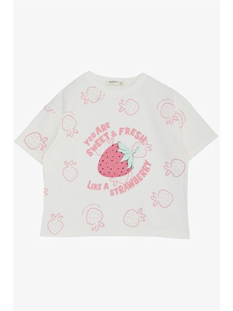 Breeze Bisiklet Yaka Baskılı Kız Çocuk Tişört - S4O652Z4-FDU