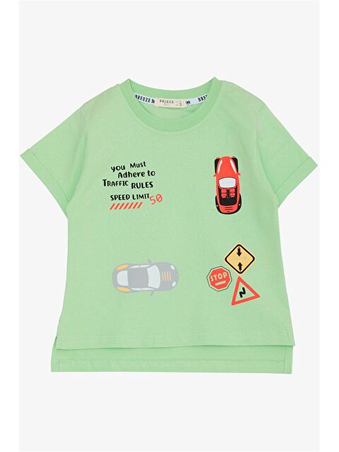 Breeze Bisiklet Yaka Baskılı Erkek Çocuk Tişört - S4O663Z4-FTP