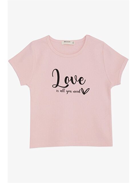 Breeze Bisiklet Yaka Baskılı Kız Çocuk Tişört - S4O682Z4-FSX