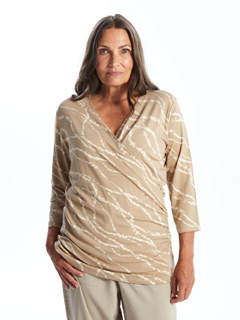 LCW Grace Kruvaze Yaka Desenli Kadın Bluz - S4O743Z8-LQC