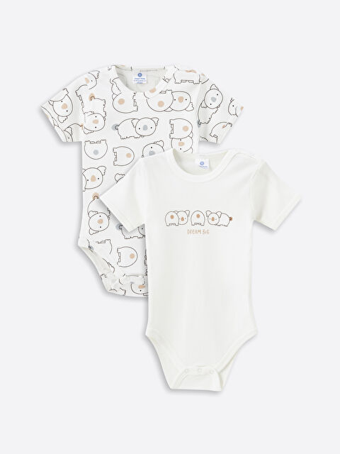 Luggi Baby Bisiklet Yaka Baskılı Erkek Bebek Çıtçıtlı Bodysuit 2'li - S4O764Z1-FDU