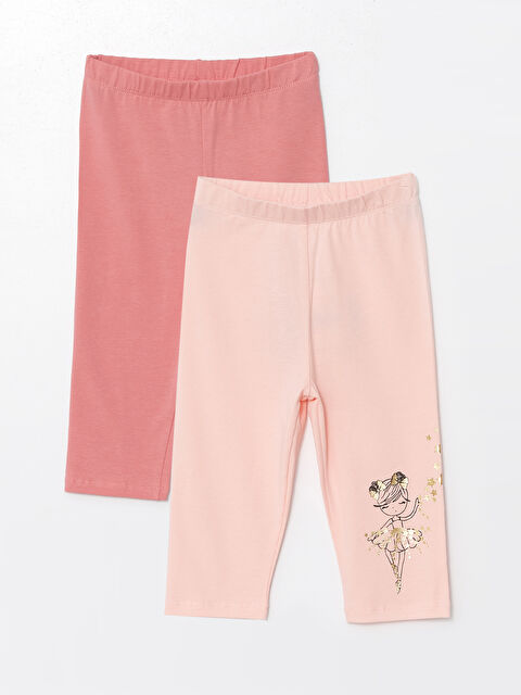 LCW Kids Beli Lastikli Baskılı Kız Bebek Tayt 2'li - S4O966Z1-G7Z