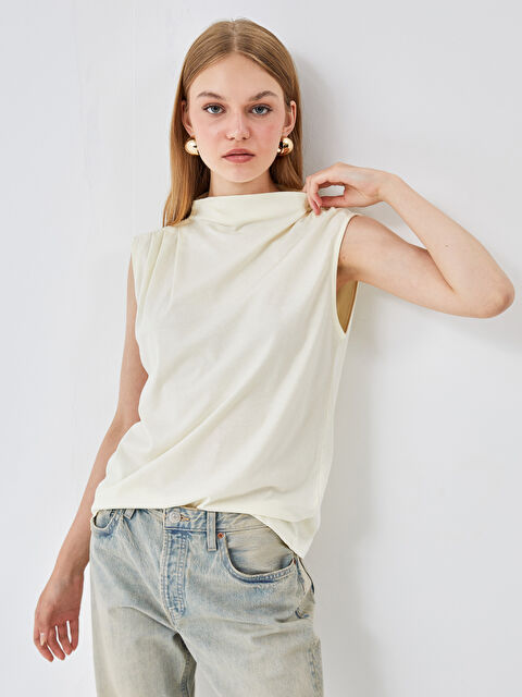 BLAİS Kadın Dik Yaka Düz Tişört - S4OA52Z8-FFR