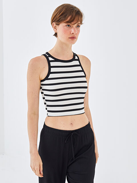 BLAİS Halter Yaka Çizgili Kadın Crop - S4OA93Z8-LEG