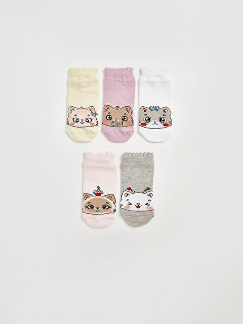 LCW Kids Desenli Kız Çocuk Patik Çorap 5'li - S4OB06Z4-J5G