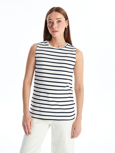 LCWAIKIKI Basic Bisiklet Yaka Çizgili Kadın Atlet