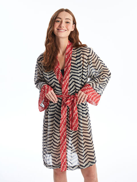 LCW DREAM Şal Yaka Desenli Uzun Kollu Kadın Kimono - S4OC90Z8-LQB