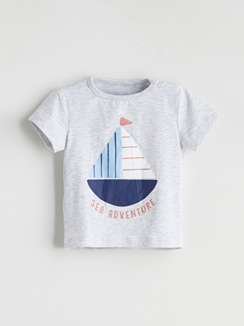 LCW baby Bisiklet Yaka Baskılı Erkek Bebek Tişört - S4OD35Z1-R9J