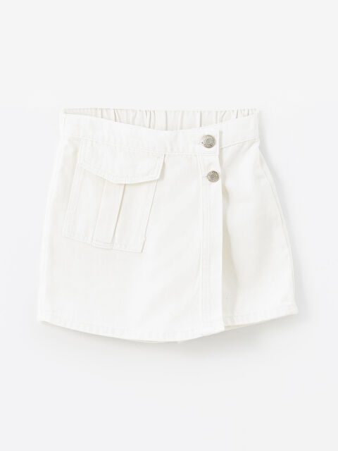 LCW Kids Beli Lastikli Kız Çocuk Jean Şort Etek - S4OD62Z4-844
