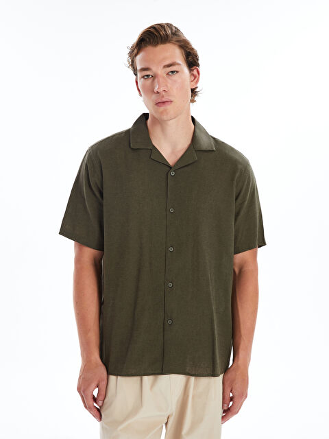 XSIDE Рубашка Мужская из Льняной Смеси с Коротким Рукавом Стандартного Кроя - S4OD83Z8-SEM