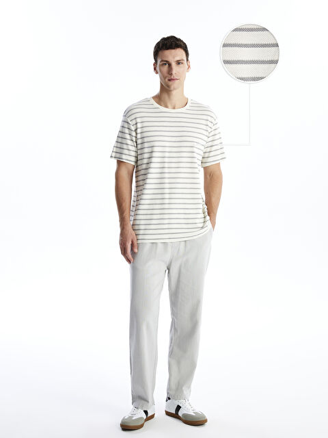 XSIDE Bisiklet Yaka Kısa Kollu Çizgili Erkek Dokulu Tişört