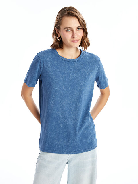 LCWAIKIKI Basic Bisiklet Yaka Düz Kısa Kollu Kadın Tişört - S4OI33Z8-HNE