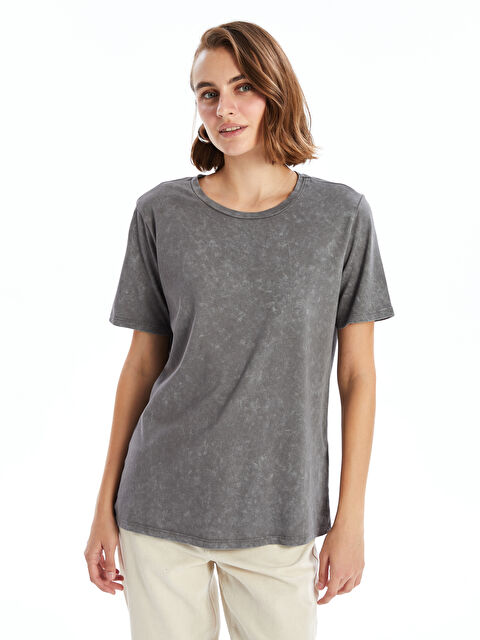 LCWAIKIKI Basic Bisiklet Yaka Düz Kısa Kollu Kadın Tişört