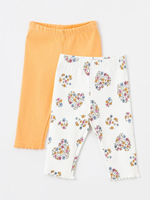 LCW Kids Beli Lastikli Kız Bebek Çiçek Desenli Tayt 2'li - S4OJ12Z1-FLS