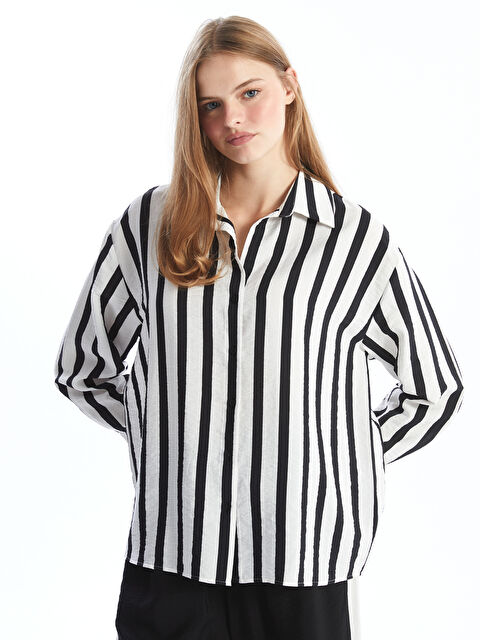 LCW Vision Striped Oversize Women's Shirt - S4OM26Z8-LEG