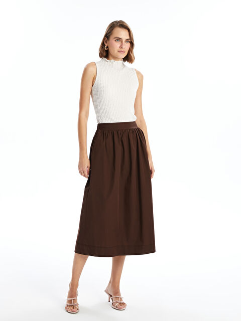 LCWAIKIKI Classic Beli Lastikli Poplin Kadın Etek - S4OM40Z8-JSE