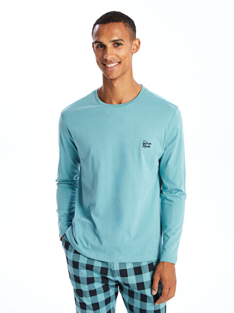 LC WAIKIKI Bisiklet Yaka Uzun Kollu Erkek Pijama Takımı - S4ON01Z8-GDX