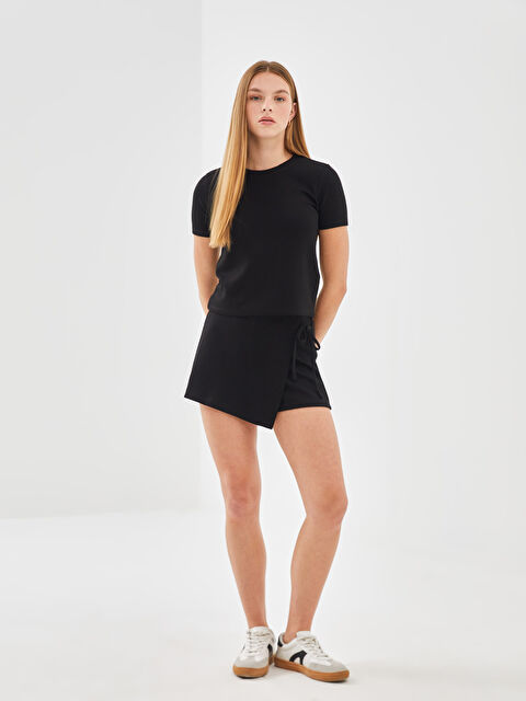 LCW Vision Kadın Beli Lastikli Düz Şort Etek - S4ON54Z8-CVL