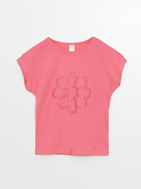 LCW Kids Bisiklet Yaka Baskılı Kısa Kollu Kız Bebek Tişört - S4ON74Z1-GSF