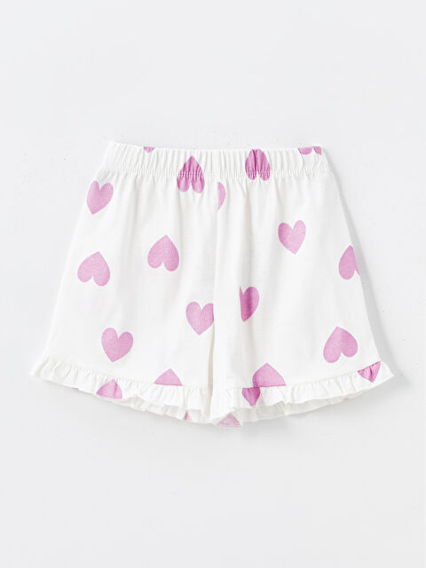 LCW Kids Beli Lastikli Kalp Baskılı Fırfırlı Kız Çocuk Şort - S4OO50Z1-LRA