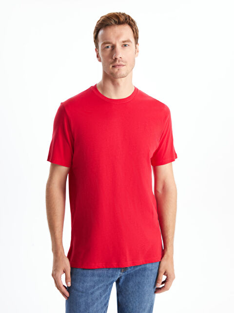 LCWAIKIKI Classic Bisiklet Yaka Penye Erkek Tişört - S4OP35Z8-YHV