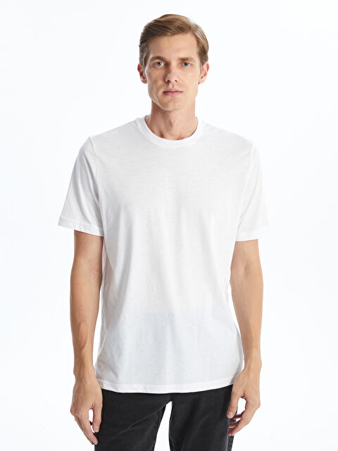 LCWAIKIKI Classic Bisiklet Yaka Penye Erkek Tişört - S4OP35Z8-QVD