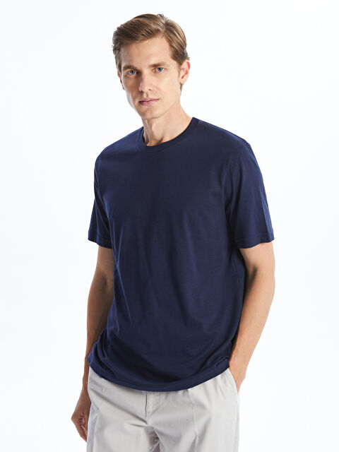 LCWAIKIKI Classic Bisiklet Yaka Penye Erkek Tişört - S4OP35Z8-YKE