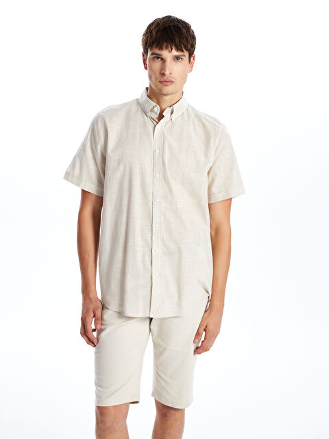 SOUTHBLUE Regular Fit Short Sleeve Striped Poplin Men's Shirt