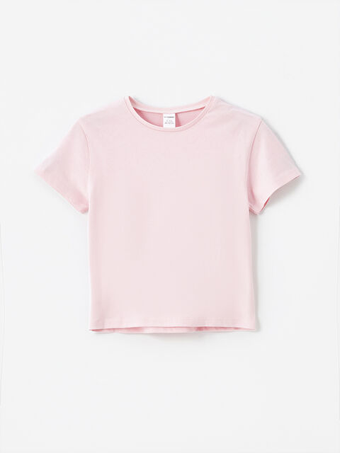 LCW Kids Bisiklet Yaka Kısa Kollu Basic Kız Bebek Tişört - S4OR89Z1-GA5