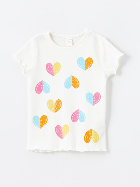 LCW Kids Bisiklet Yaka Kısa Kollu Baskılı Kız Bebek Tişört - S4OR92Z1-FDU