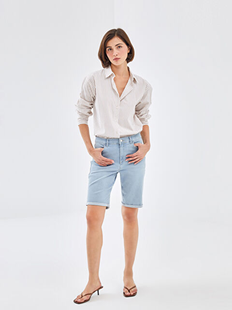 LCW Jeans Bermuda Fit Kadın Jean Şort - S4OR94Z8-311