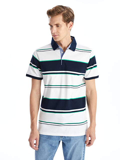 LCWAIKIKI Classic Polo Yaka Kısa Kollu Çizgili Erkek Tişört - S4OS11Z8-LGS