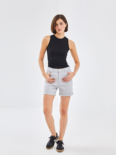 LCW Jeans Mom Fit Kadın Jean Şort - S4OS35Z8-CXU