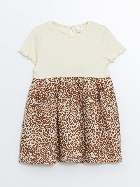 LCW baby Bisiklet Yaka Leoparlı Kız Çocuk Elbise - S4OS91Z1-FT0