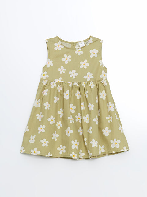 LCW Kids Bisiklet Yaka Çiçekli Kız Bebek  Elbise - S4OT44Z1-LS6