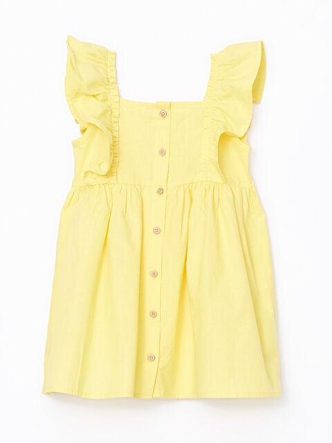 LCW Kids Kare Yaka Keten Karışımlı Kız Çocuk Elbise - S4OT45Z1-FWK