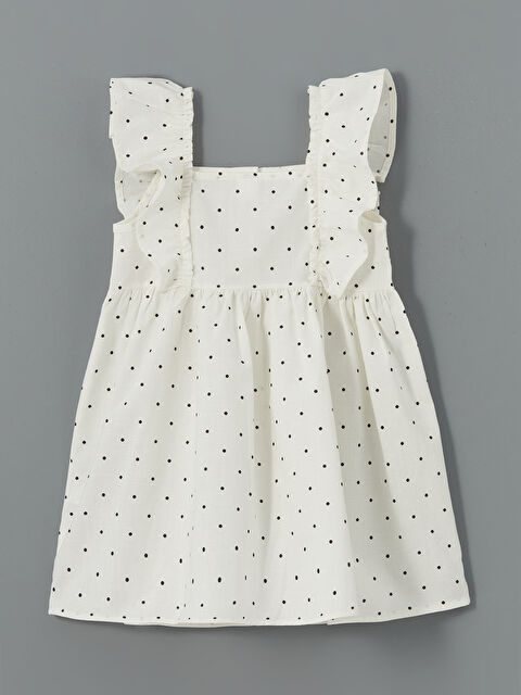 LCW Kids Kare Yaka Keten Karışımlı Kız Çocuk Elbise - S4OT45Z1-LRA