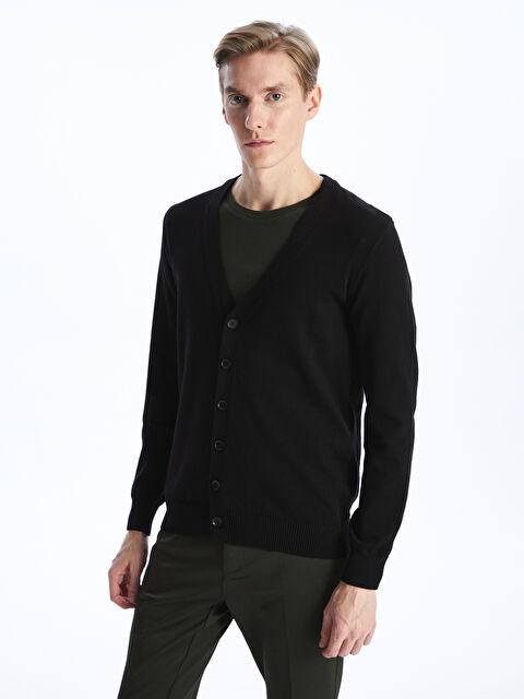 LCWAIKIKI Classic Standart Kalıp V Yaka Erkek Triko Hırka - W40021Z8-CVL