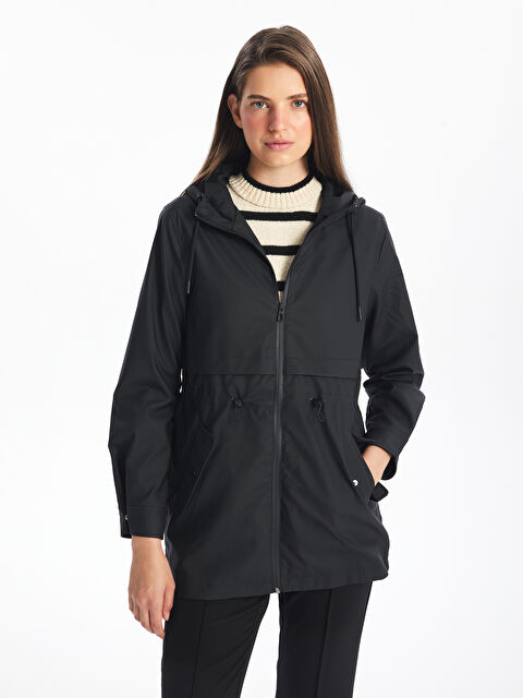 LCW Vision Kadın Kapüşonlu Düz Yağmurluk - W40069Z8-CVL