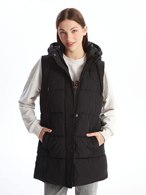 LCW Vision Kadın Kapüşonlu Düz Şişme Yelek - W40076Z8-CVL