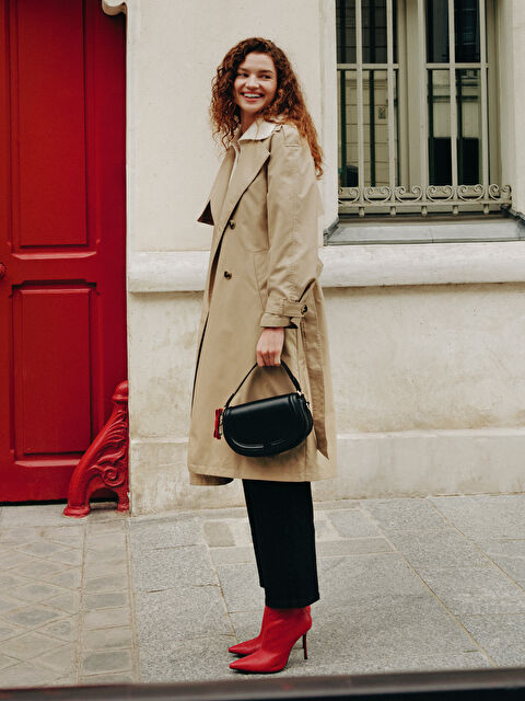 LCW Vision Ceket Yaka Kadın Trençkot - W40086Z8-YCB