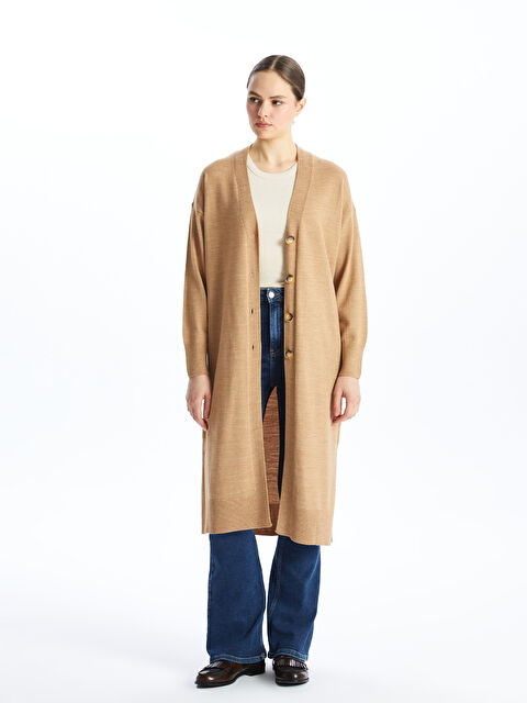 LCWAIKIKI Basic V Yaka Kadın Triko Hırka - W40164Z8-DGF