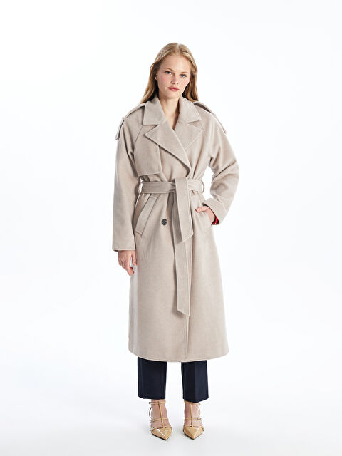 LCW Vision Ceket Yaka Oversize Kadın Kaşe Kaban - W40185Z8-EZB